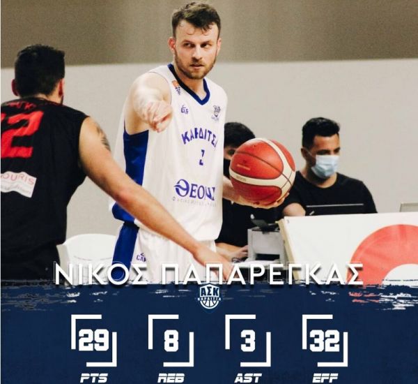 MVP της 4ης αγωνιστικής της Α2 ο Νίκος Παπαρέγκας του ΑΣΚ