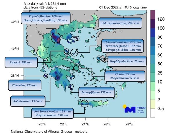 Κακοκαιρία &quot;Ariel&quot;: Περιοχές δέχθηκαν 200 χιλ. βροχής