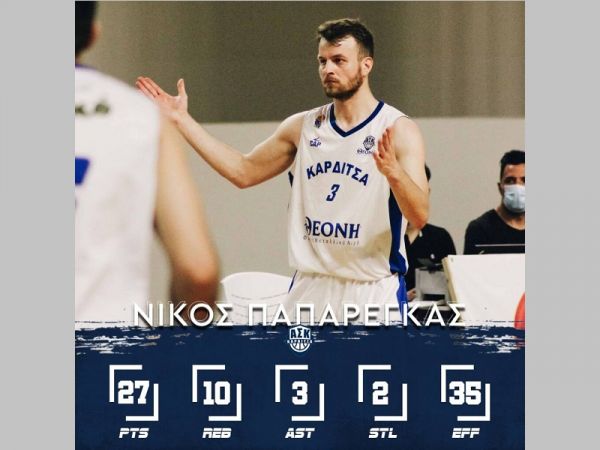 MVP της 1ης αγωνιστικής της Α2 ο Νίκος Παπαρέγκας του ΑΣΚ