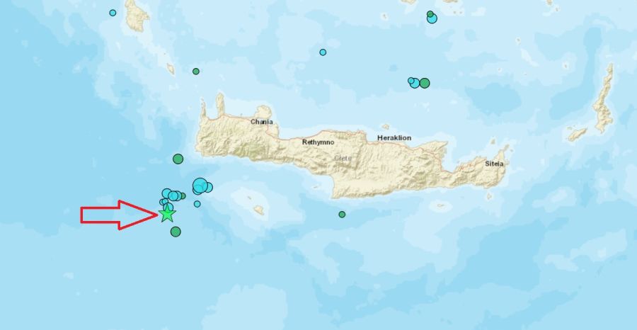 Σεισμός 5,3 Ρίχτερ νότια της Κρήτης