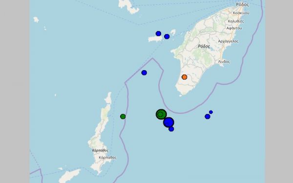 Σεισμική δόνηση 4,9 Ρίχτερ στα Δωδεκάνησα