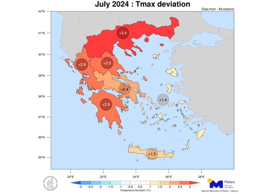 Εθνικό Αστεροσκοπείο: Ο Ιούλιος του 2024 ο πιο θερμός σε Βόρεια και Δυτική Ελλάδα