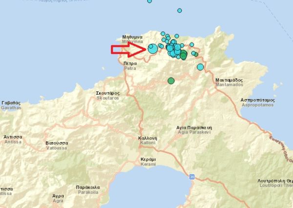 Ισχυρός μετασεισμός 4,8 Ρίχτερ στη βόρεια Λέσβο